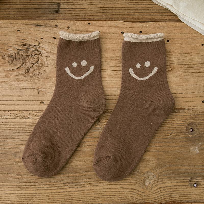 Gluschwein - Schönes Lächeln Gesicht Baumwoll Socken Kaffee (5 Paar)