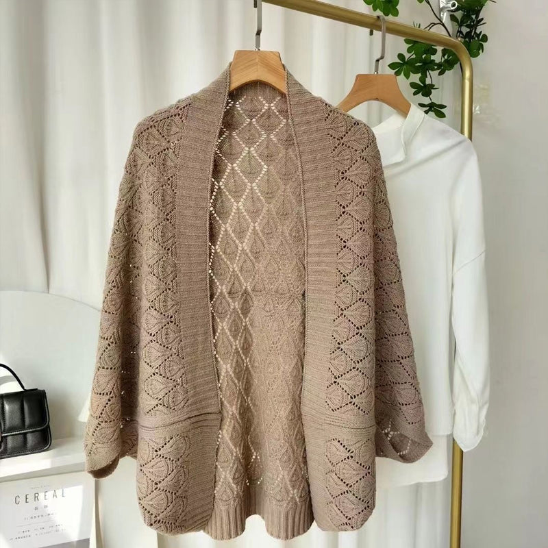 Gluschwein - Damen Diamond Hollow Out Knitting Vielseitiger kurzer Schal