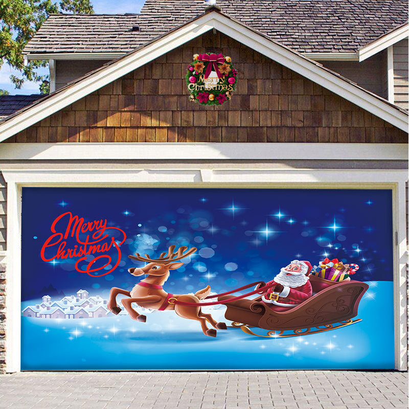 Gluschwein - 🎅🏻Schnee Garagentor Fahne Ornament🎄 Hirsch#3 200*150cm
