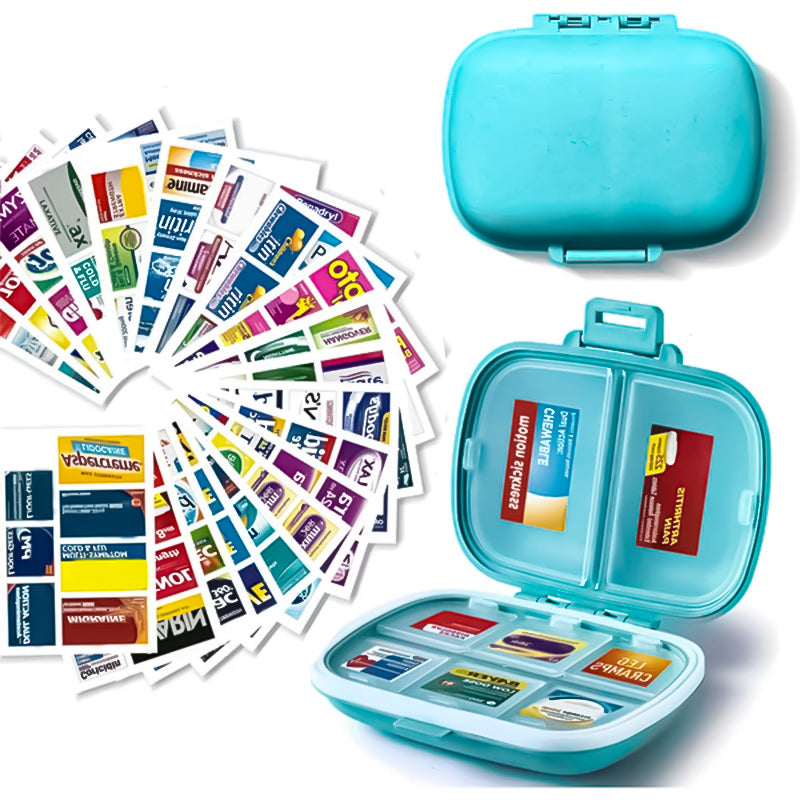 Gluschwein - Tragbare versiegelte Pillendose mit 8 Fächern Reines Blau