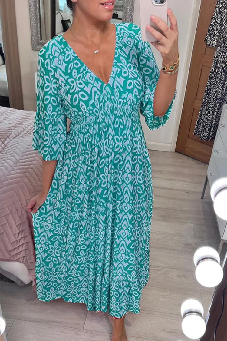 Gluschwein - Lianne - Maxikleid mit V-Ausschnitt Hellblau