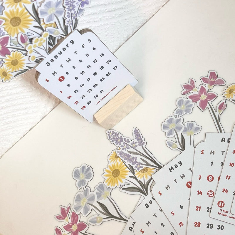 Gluschwein - 2024 Blühende Blumen Tischkalender