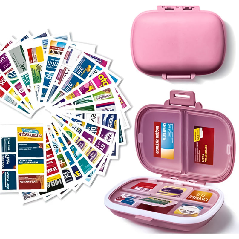 Gluschwein - Tragbare versiegelte Pillendose mit 8 Fächern Reines Rosa