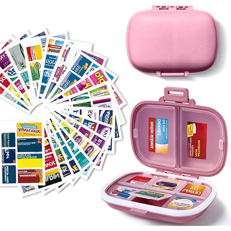 Gluschwein - Tragbare versiegelte Pillendose mit 8 Fächern Rosa