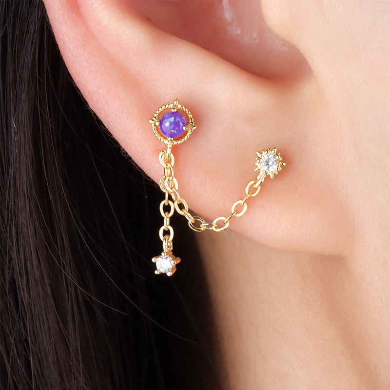 Gluschwein - Mystery Purple Opal Kettenohrring