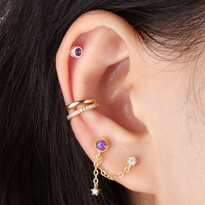 Gluschwein - Mystery Purple Opal Kettenohrring
