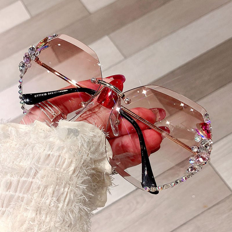 Gluschwein - Frauen randlose Diamantsonnenbrille