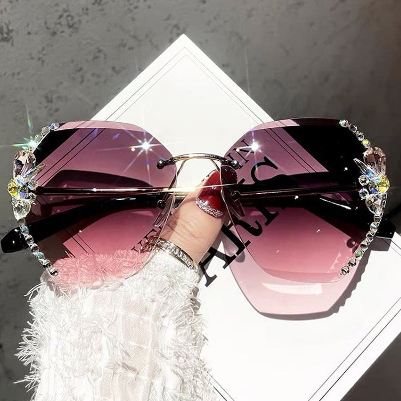 Gluschwein - Frauen randlose Diamantsonnenbrille