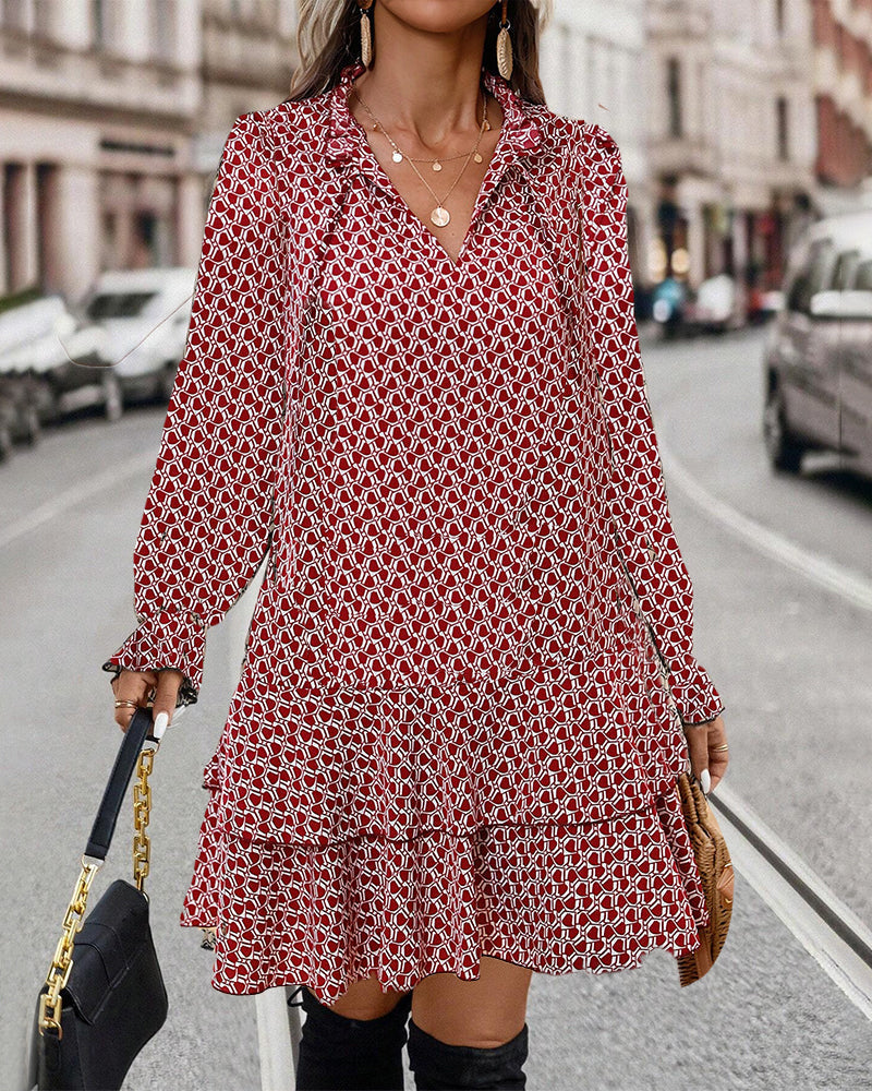 Gluschwein - Willow - Bequemes Kleid mit Boho-Print Rot