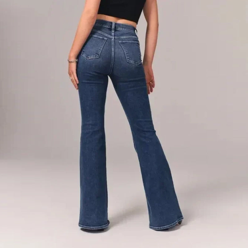 Gluschwein - Stretch-Flare-Jeans mit hohem Bund