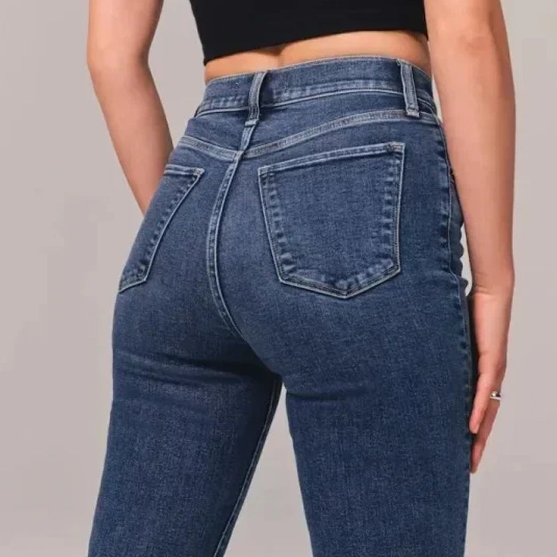 Gluschwein - Stretch-Flare-Jeans mit hohem Bund