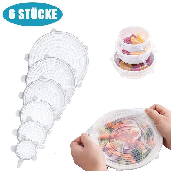 Gluschwein - Silikon-Stretchdeckel, 6STK Weiß