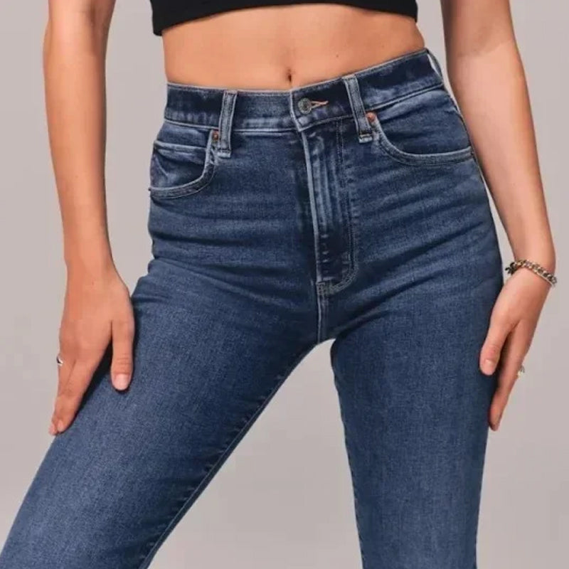 Gluschwein - Stretch-Flare-Jeans mit hohem Bund