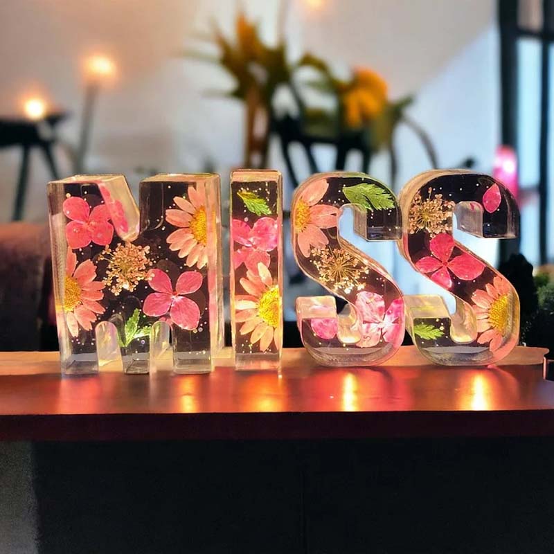 Gluschwein - Nachtlicht aus Kunstharz mit Blumenmuster