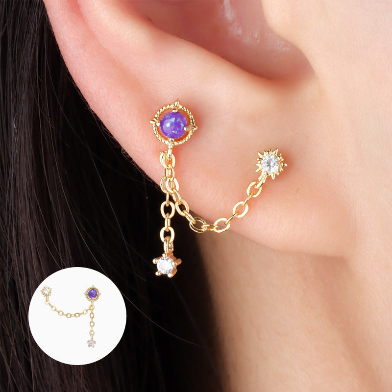 Gluschwein - Mystery Purple Opal Kettenohrring