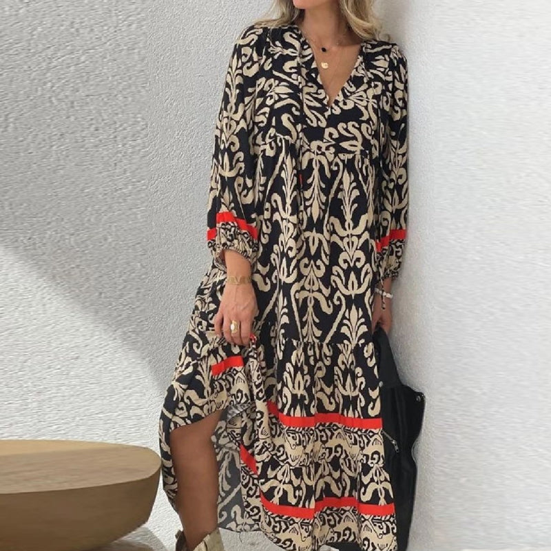 Gluschwein - Langärmliges Blumenkleid mit V-Ausschnitt
