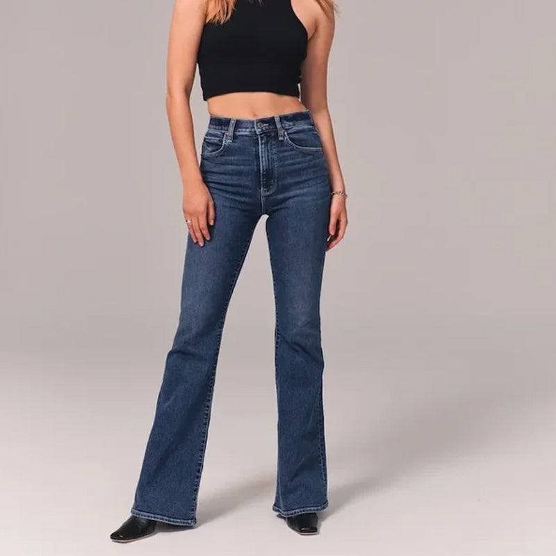 Gluschwein - Stretch-Flare-Jeans mit hohem Bund