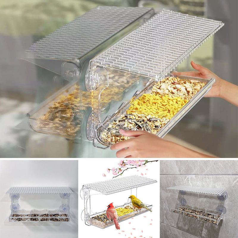 Gluschwein - Vogelfutterstation für den Außenbereich mit klarem Sichtfenster und Saugnapf