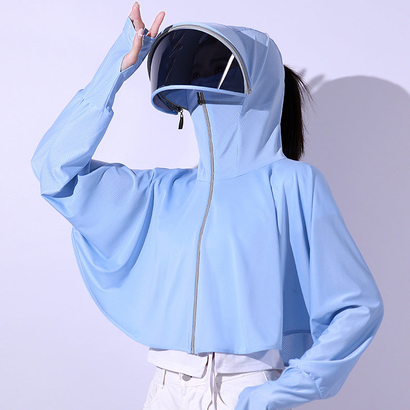 Gluschwein - Eisseide UV-Schutz Windjacke mit Kapuze Blau
