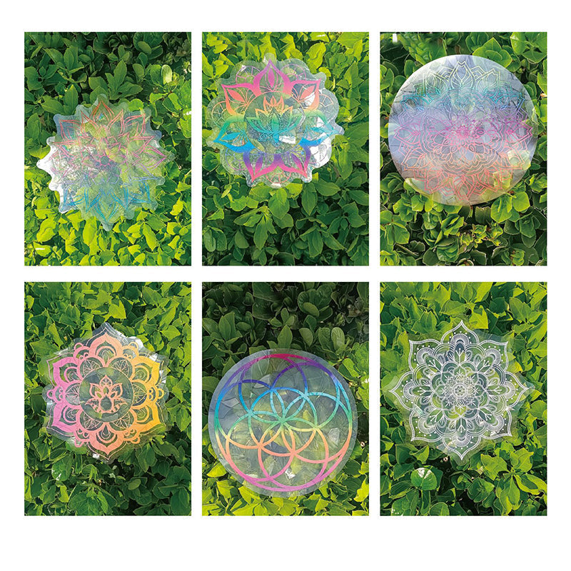 Gluschwein - PVC Bunte Adsorptionsregenbogenglasfensteraufkleber, 6 Stk Mandala