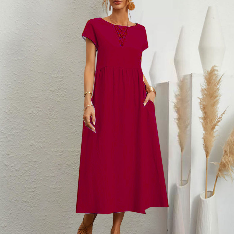 Gluschwein - Sleeveless loose cotton linen dress red