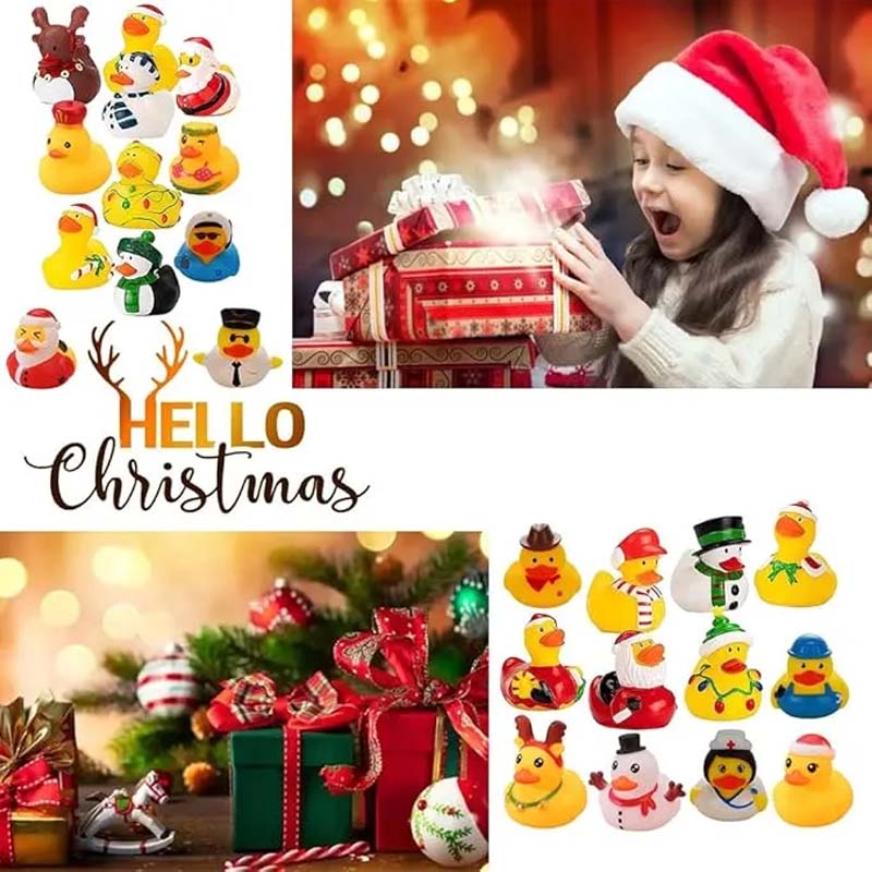 Calendrier de l'Avent de Noël 24 pièces avec canards en caoutchouc