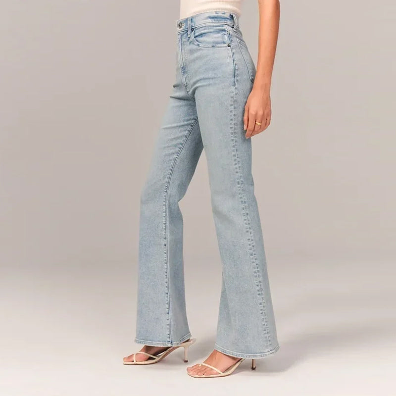 Gluschwein - Stretch-Flare-Jeans mit hohem Bund