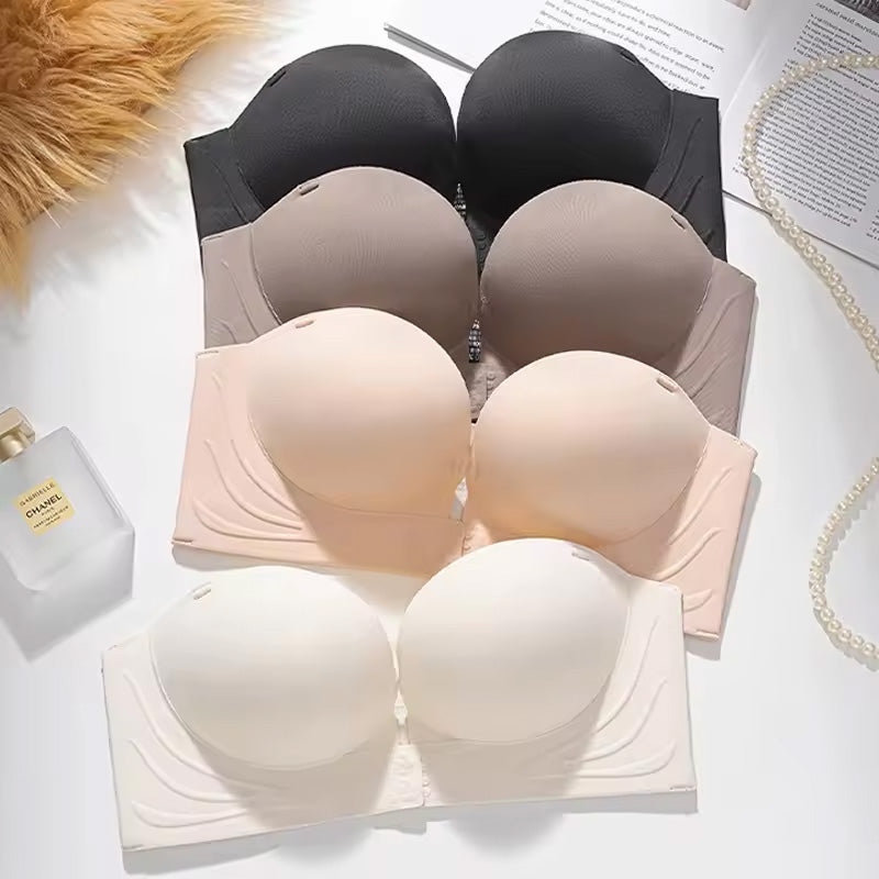 Soutien-gorge bustier antidérapant pour femme avec fermeture sur le devant