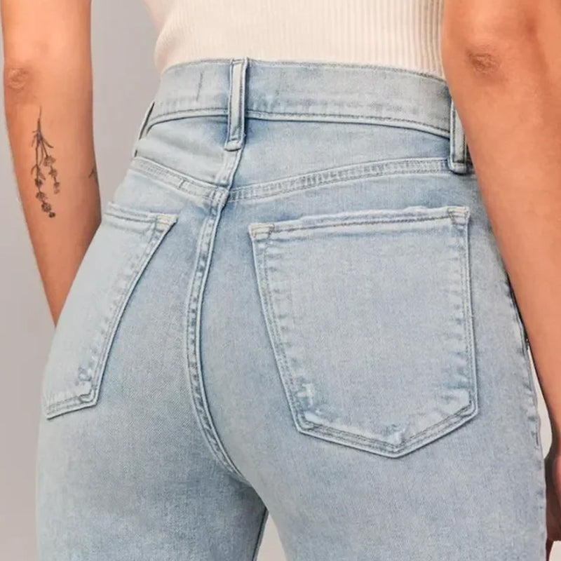 Gluschwein - Stretch-Flare-Jeans mit hohem Bund