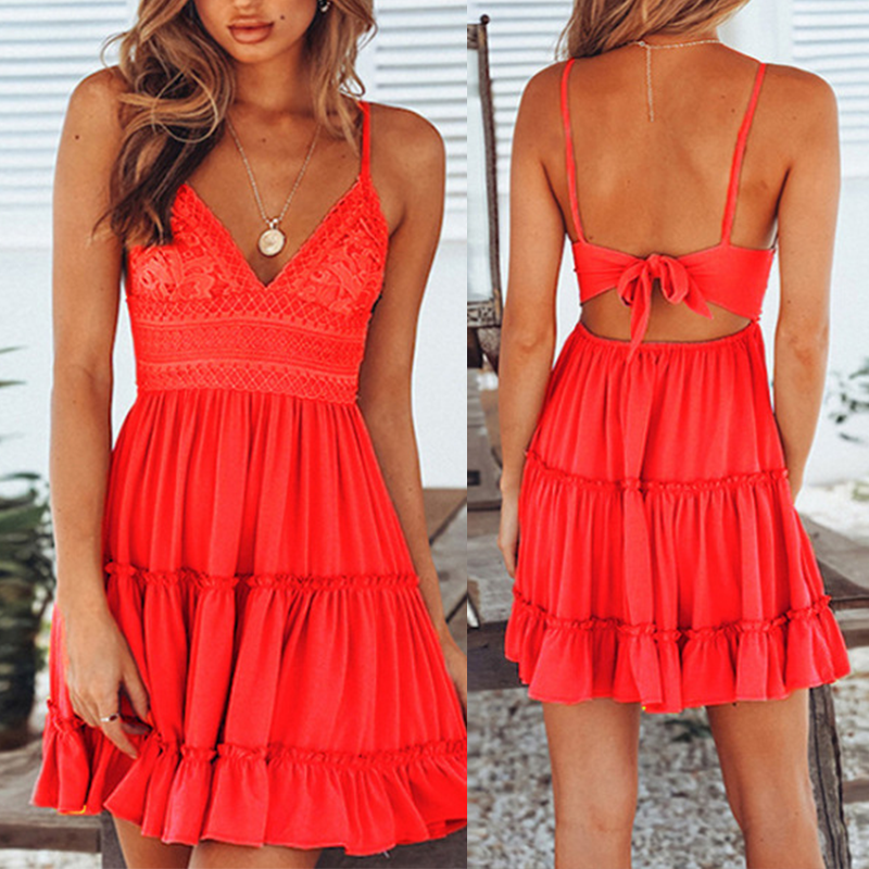 Gluschwein - Kurzes Boho-Kleid ROT