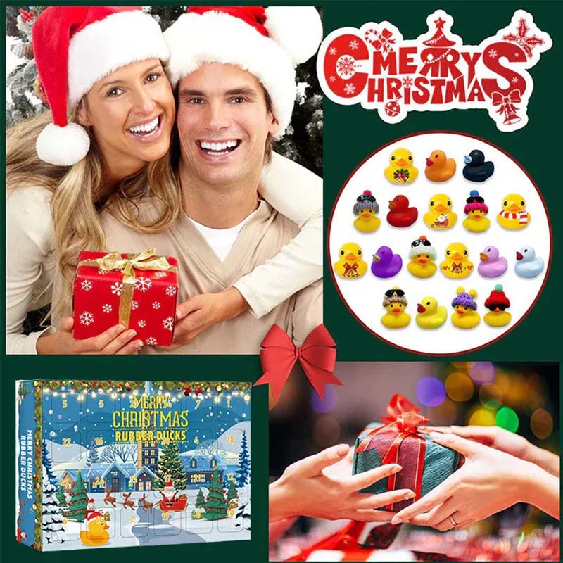 Calendrier de l'Avent de Noël 24 pièces avec canards en caoutchouc