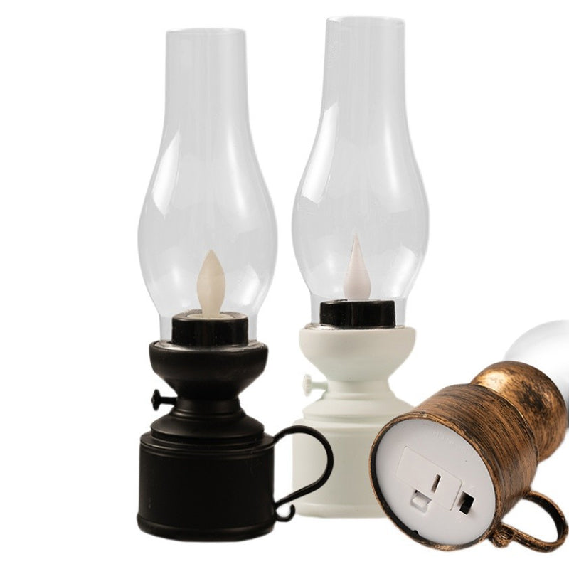 Décoration de Noël de style rétro avec lampe à pétrole électronique lumineuse