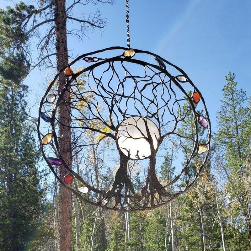 Gluschwein - Kreis des Lebens – Wandkunst aus Metallbaum