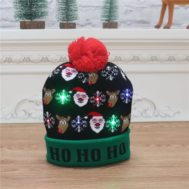 Gluschwein - Bunte leuchtende gestrickte Weihnachtsmütze WEIHNACHTSMANN