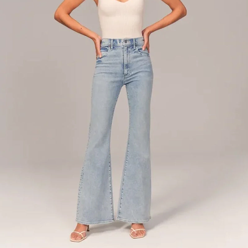 Gluschwein - Stretch-Flare-Jeans mit hohem Bund