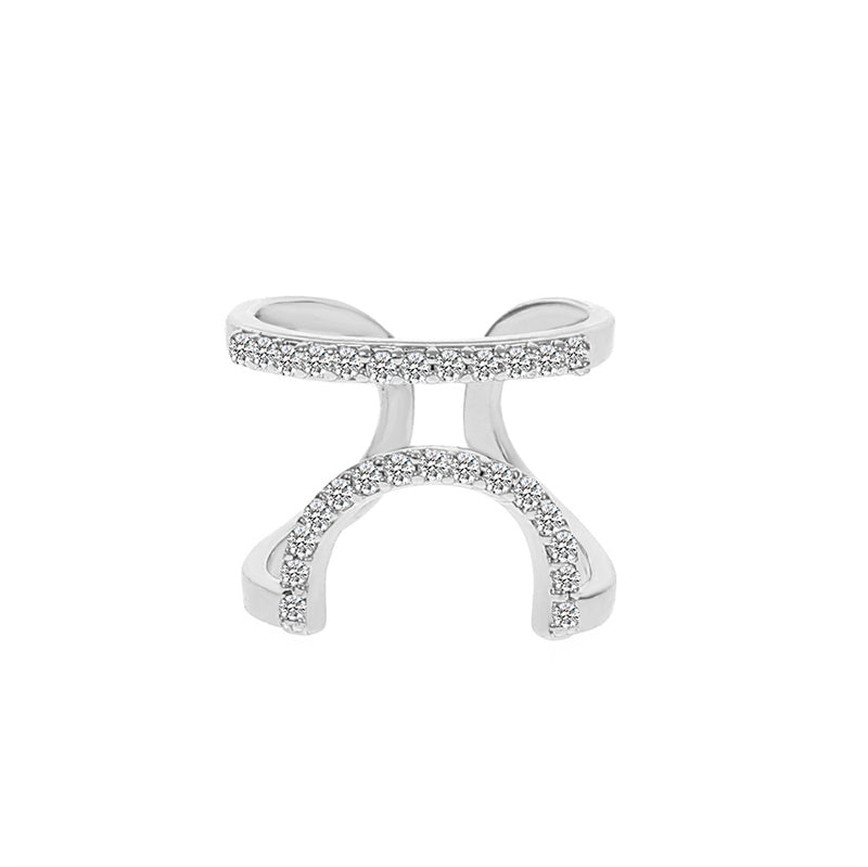 Gluschwein - Geometrischer Diamant offener Nagelring 12 weiße K-Modelle sechs 9867