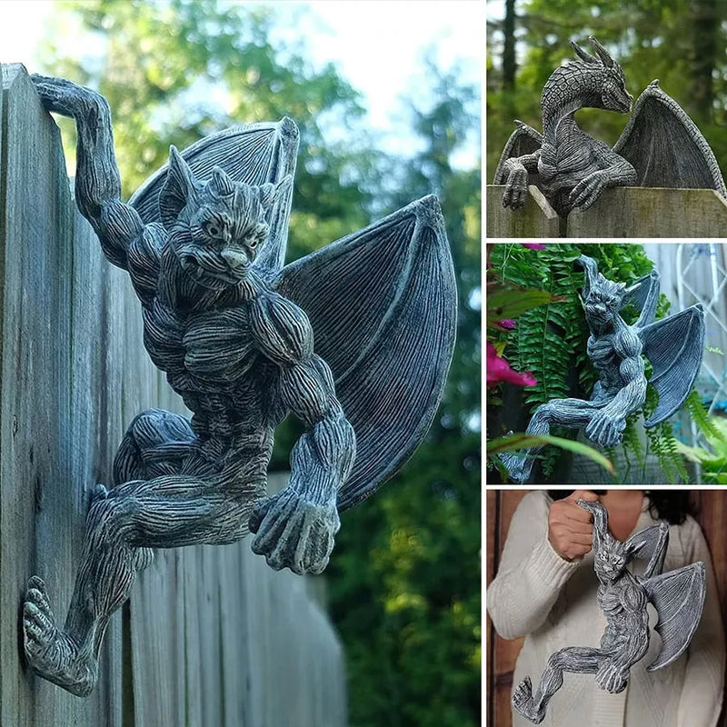 Gluschwein - Drachengeflügelter Gargoyle-Zaunaufhänger