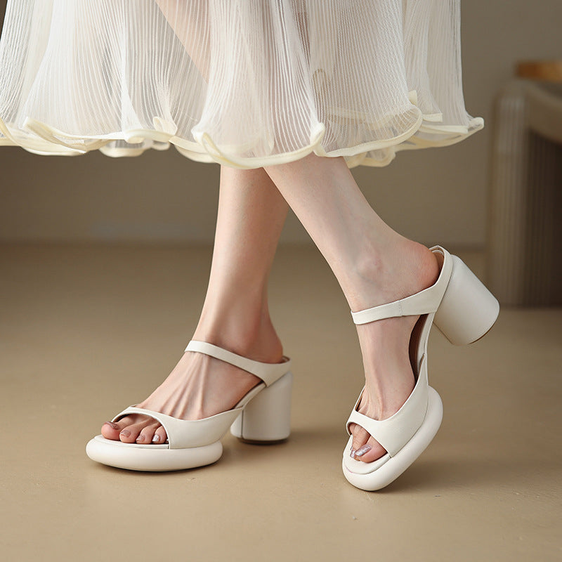 Gluschwein - Sommer-Retro-Sandalen für Damen mit dickem Absatz