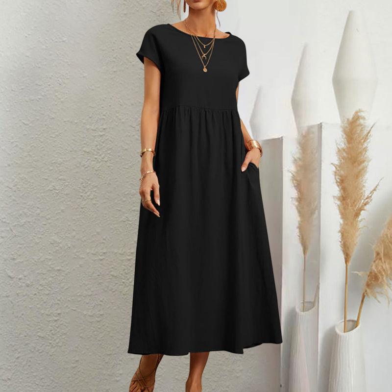 Gluschwein - Sleeveless loose cotton linen dress black