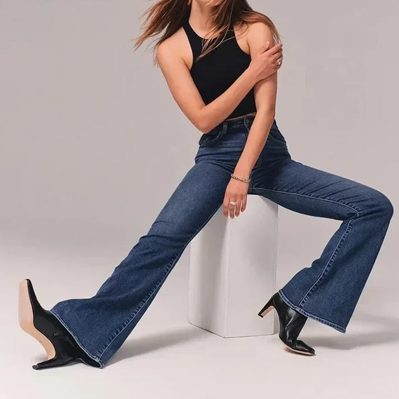 Gluschwein - Stretch-Flare-Jeans mit hohem Bund