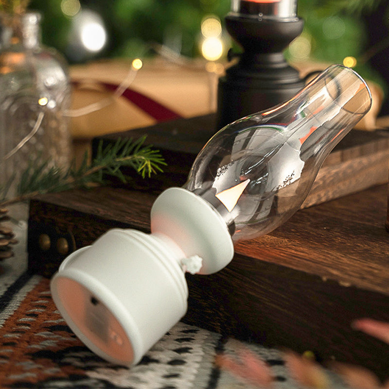 Décoration de Noël de style rétro avec lampe à pétrole électronique lumineuse