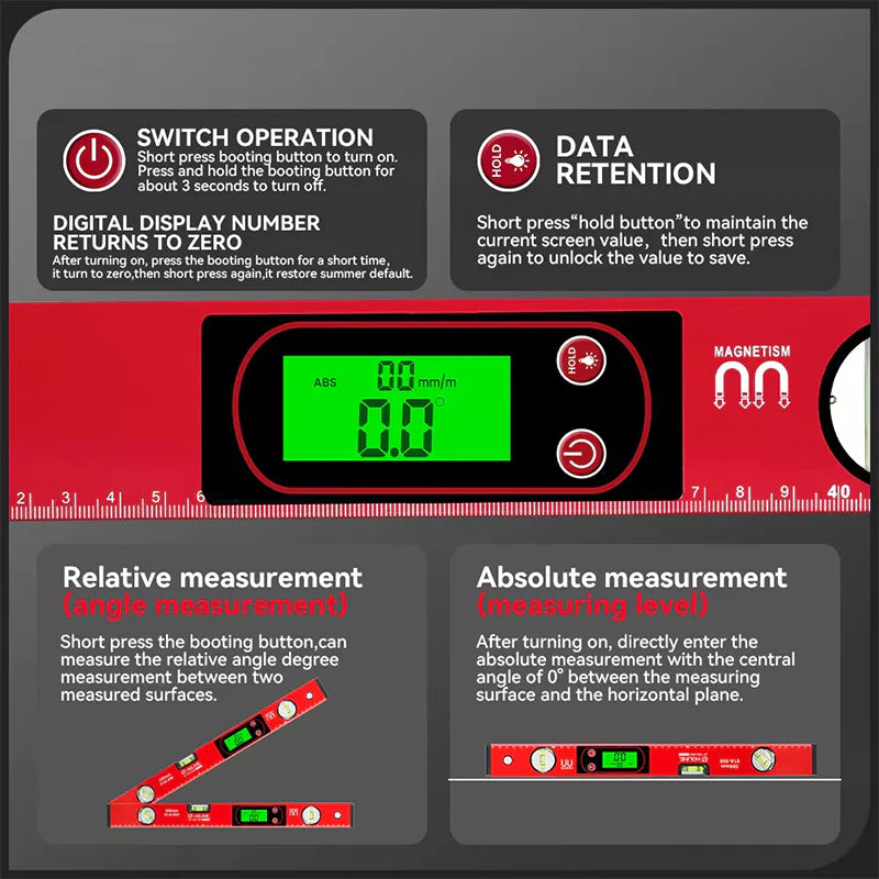 đ˘đ˘50 % Rabatt!! â°đ§đ Multifunktionaler Präzisions-Magnet-Nivellierer mit LCD-Digitalanzeige âĄđ˛