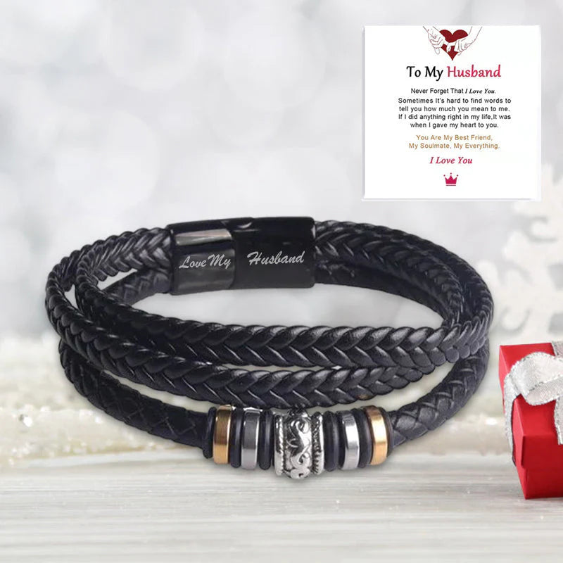 Gluschwein - Ich werde immer bei dir sein, zweireihiges Armband Armband + Karte (to my husband)