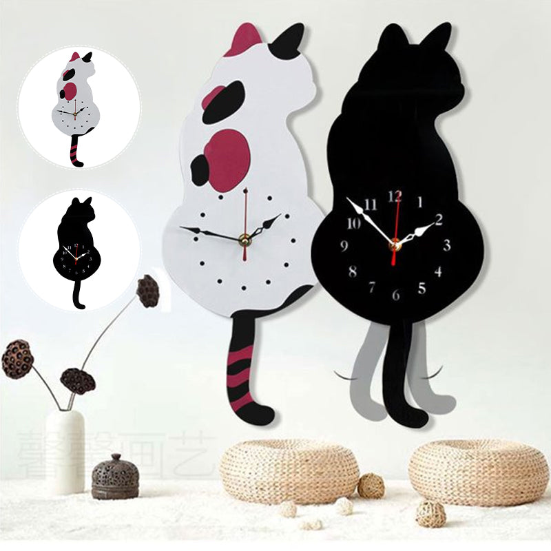 Gluschwein - Wanduhr mit wedelndem Schwanz der nordischen Katze