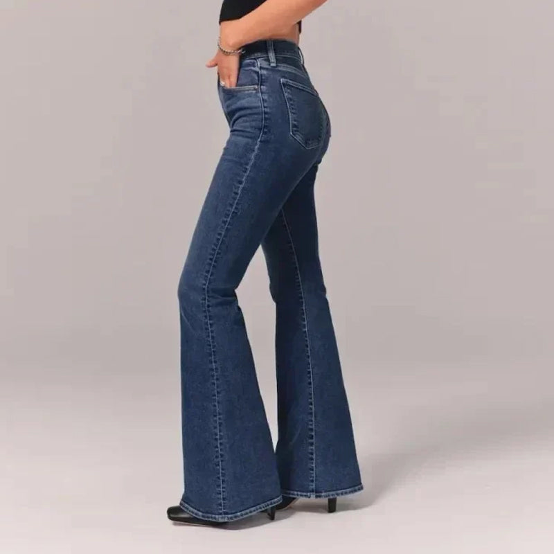 Gluschwein - Stretch-Flare-Jeans mit hohem Bund