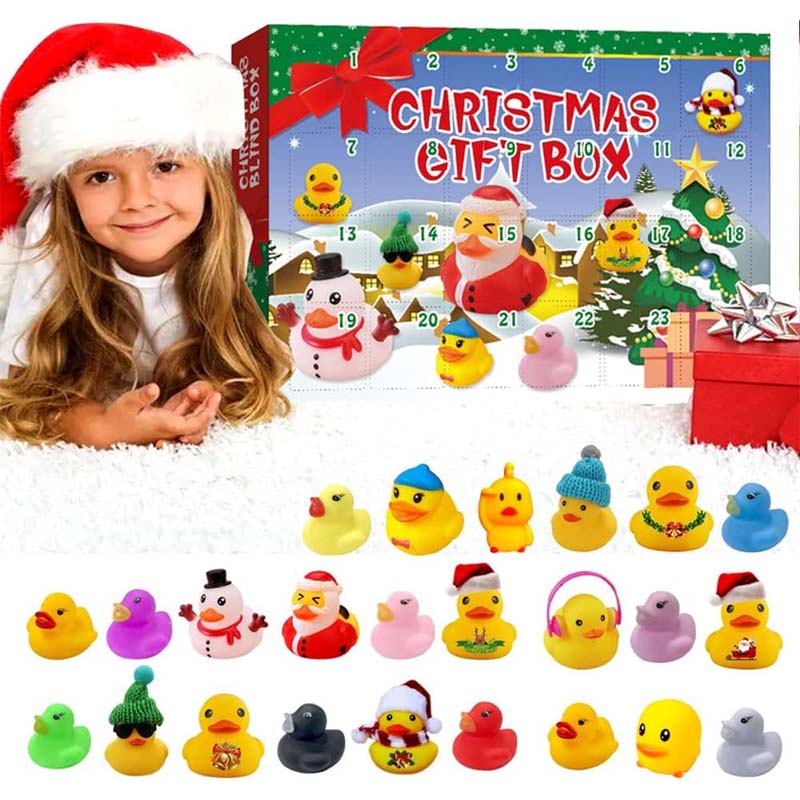 Calendrier de l'Avent de Noël 24 pièces avec canards en caoutchouc