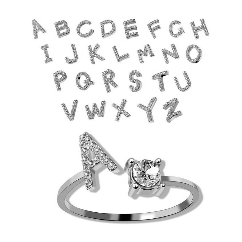 Gluschwein - Buchstaben Ring aus Kristall silbern