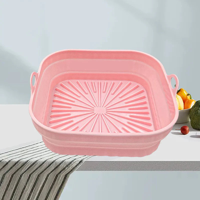 Gluschwein - Heißluftfritteuse Grillpfanne aus Silikon Rosa Quadratisch