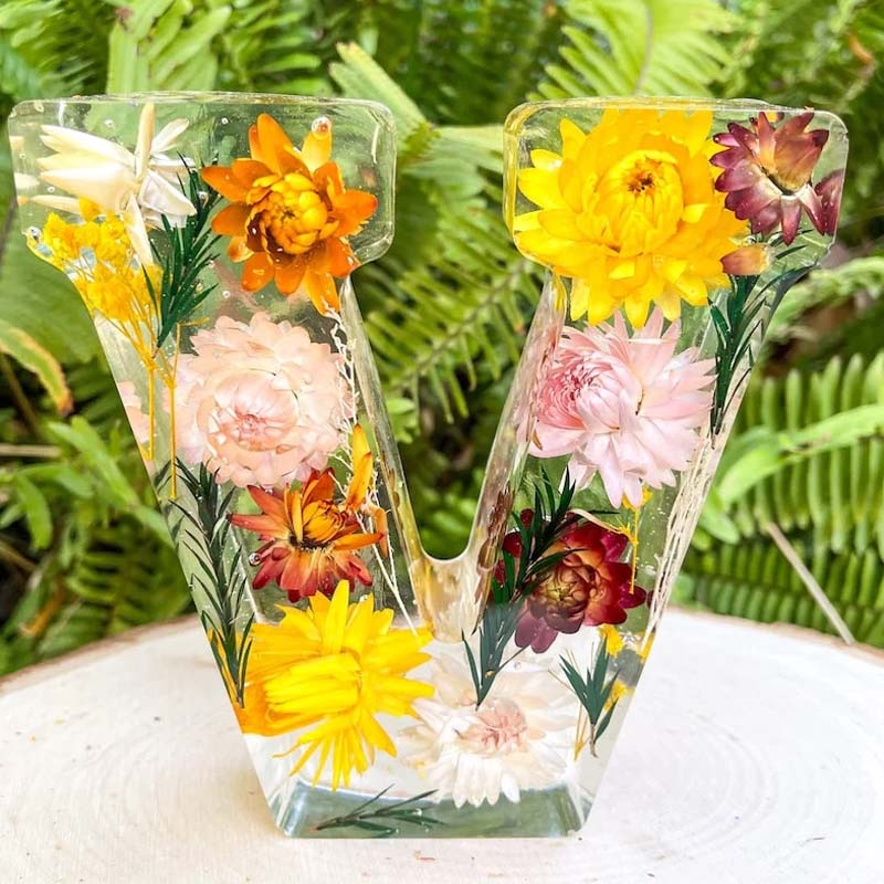 Gluschwein - Nachtlicht aus Kunstharz mit Blumenmuster