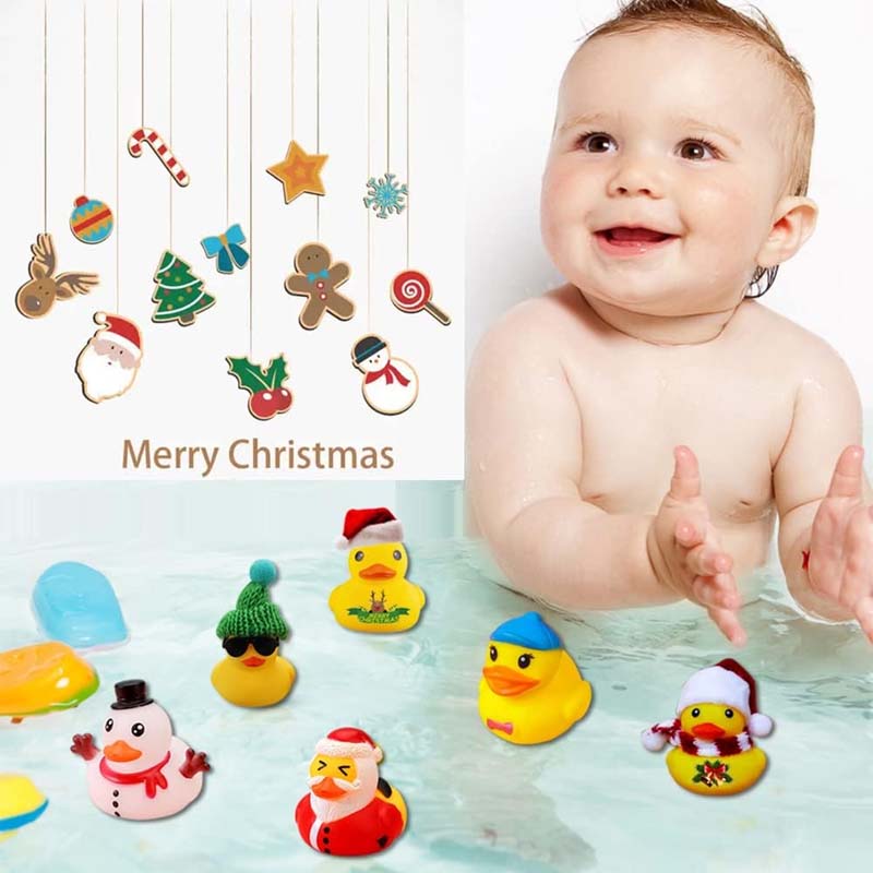 Calendrier de l'Avent de Noël 24 pièces avec canards en caoutchouc